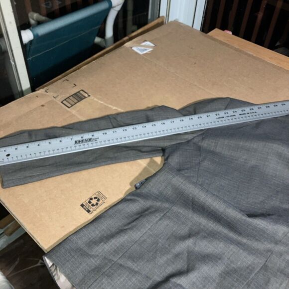 Hart Schaffner Marx Gray Plaid Blazer Jacket 42R, Windowpane Coat, Suit Coat - Picture 12 of 13